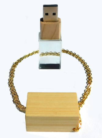 Pendrive drewniano- szklany naszyjnik 8GB dla fanów Zero Waste